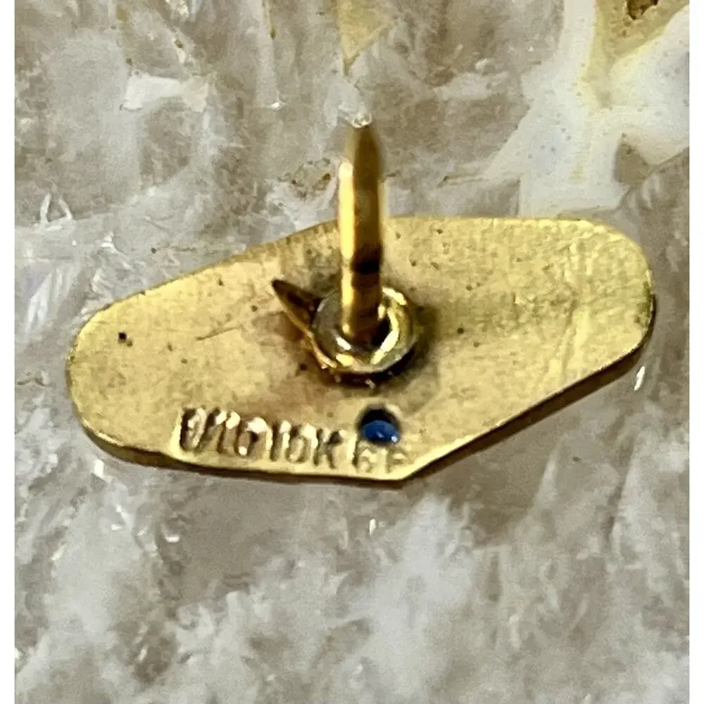 Vintage Medicenters 10K Gold Filled Lapel Pin Blue Sapphire Medical Service Pin